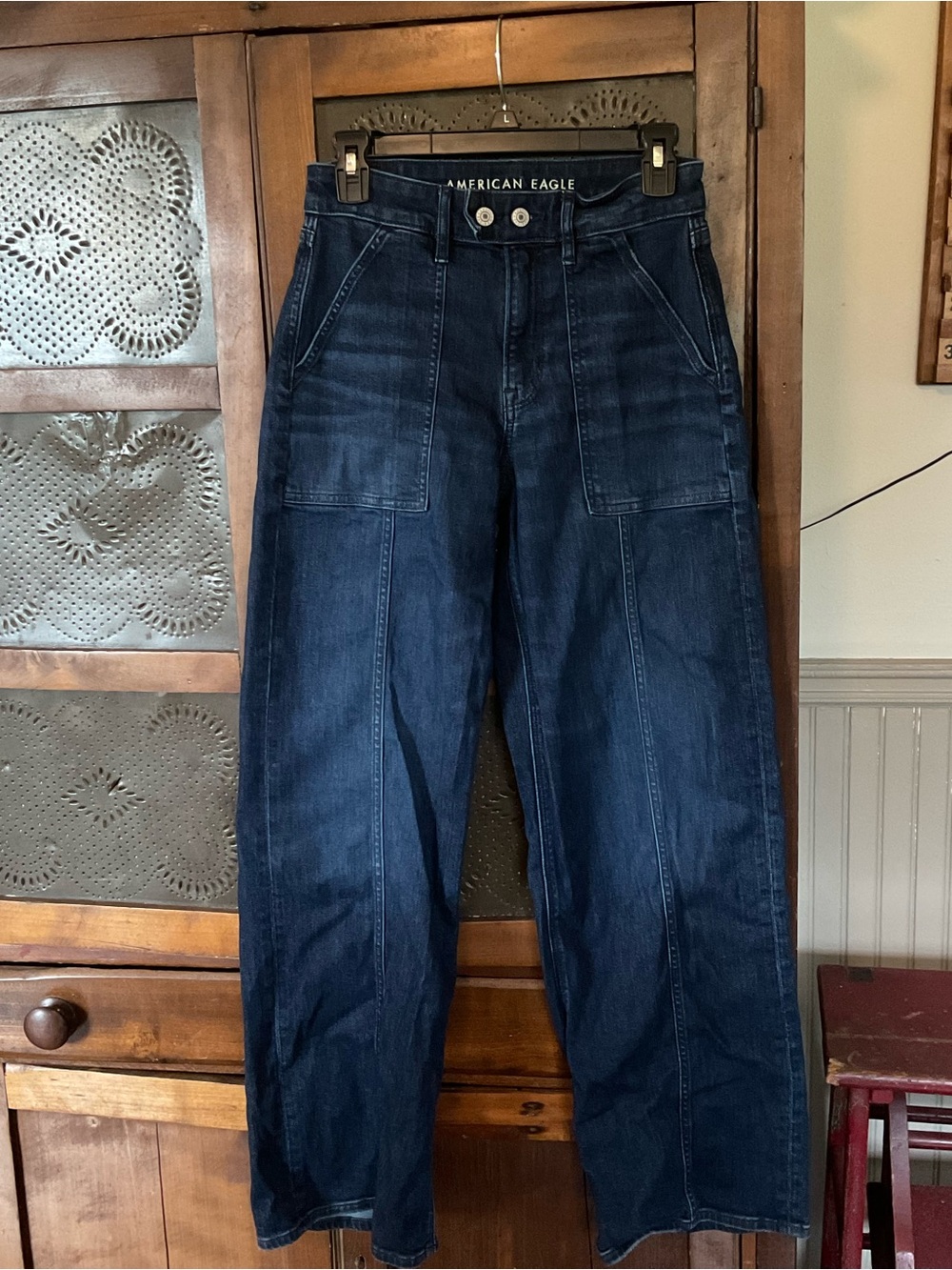 American Eagle Outfitters Dark Blue Wide Leg Jeans